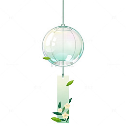 水彩风悬挂玻璃球植物装饰设计素材
