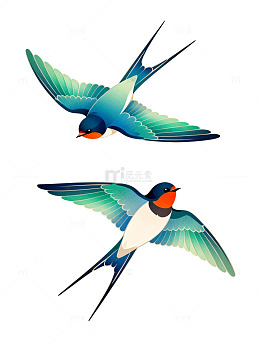 扁平风燕子飞翔插画设计素材