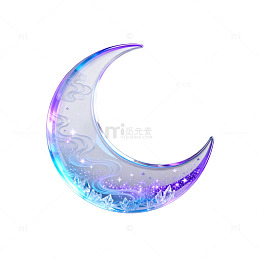 梦幻风月亮星空透明水晶素材