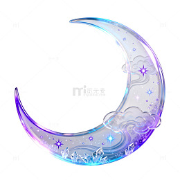 梦幻风月亮云朵星空透明素材