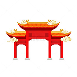 扁平风中国传统牌坊插画设计素材