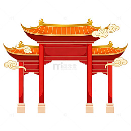 卡通风中国传统牌坊矢量设计素材