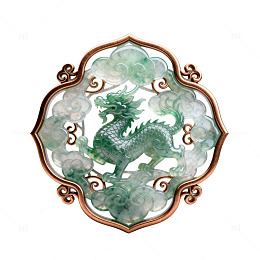 古典风翡翠龙纹雕花装饰素材
