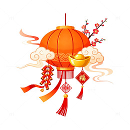 卡通风春节灯笼挂饰设计素材