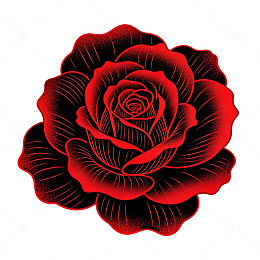 剪纸风红色玫瑰花矢量设计素材