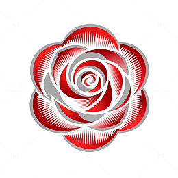 几何风红色玫瑰花矢量设计素材