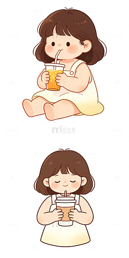 双手捧着纸质纸杯饮品的小女孩