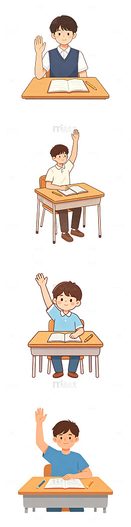 举手回答，课堂互动，学生人物