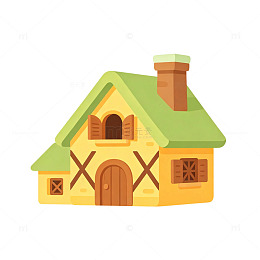 卡通风童话小屋矢量插画设计免扣素材