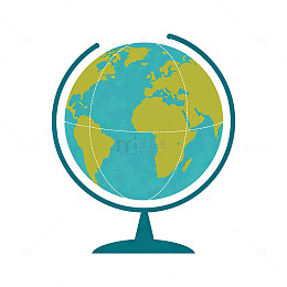 扁平风地球仪世界地图矢量素材
