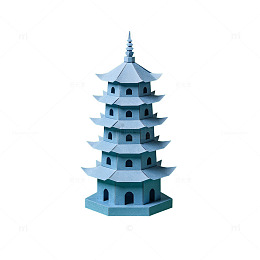 矢量风中国古塔建筑插画设计素材