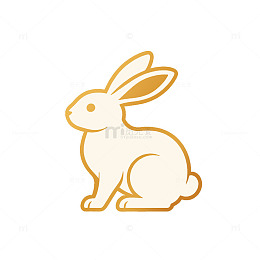 简约风金色兔子剪影设计素材