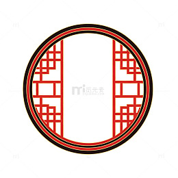 中式风格圆形窗格图案设计素材