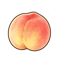 手绘风新鲜水蜜桃插画设计素材