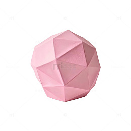 几何风粉色多面体立体造型设计素材