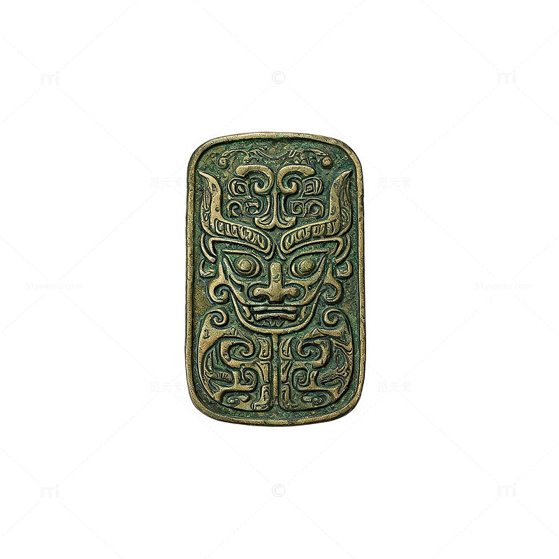 青铜风古代神兽面具雕刻设计素材