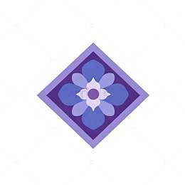 几何风紫色花朵菱形图案设计素材