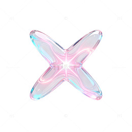 透明水晶风X形光效立体设计素材