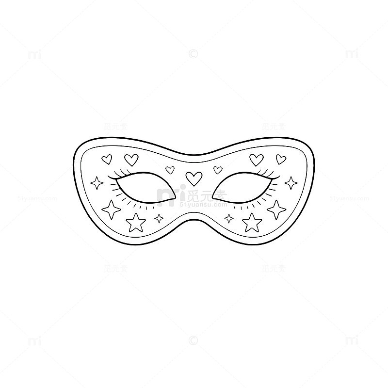 线条风面具装饰手绘设计素材