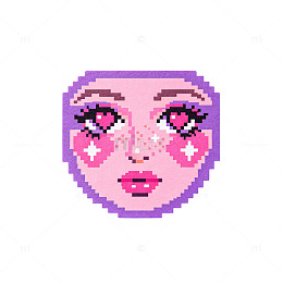 像素风少女脸庞表情设计素材