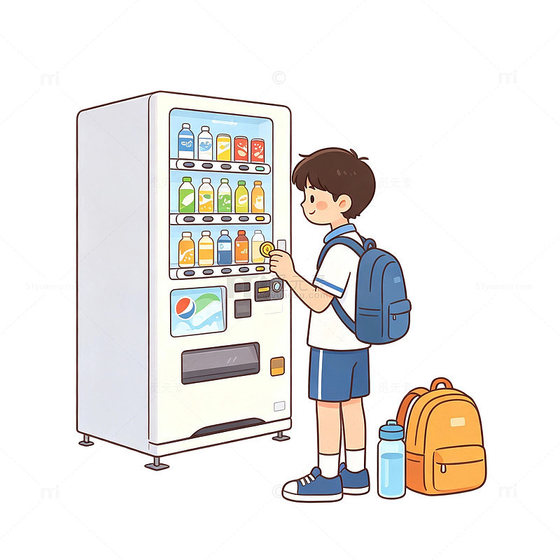 自动售货机，买饮品，课间日常