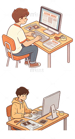 校报编辑，排版学生，新闻社团