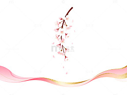 粉色渐变樱花枝条矢量设计素材