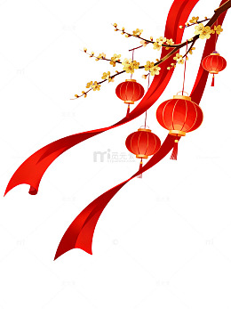 国风新年梅花灯笼矢量设计素材