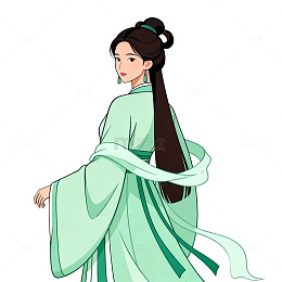 国风古装女子侧身插画设计素材