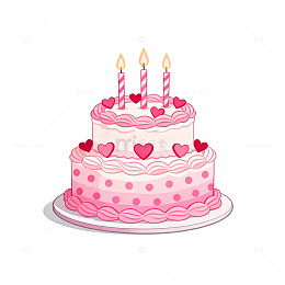 卡通风生日蛋糕插画设计素材