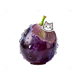 卡通风可爱猫咪紫葡萄创意设计素材