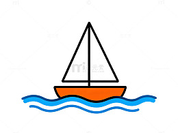 卡通风格帆船海洋插画设计素材