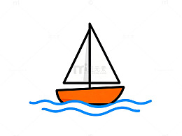 简笔画风格帆船海洋手绘插图设计素材
