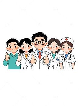 卡通风医疗医护团队医生护士点赞插画素材