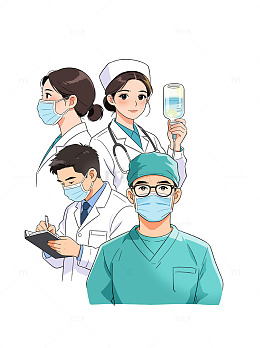 卡通风医院医疗医护人员医疗场景插画素材
