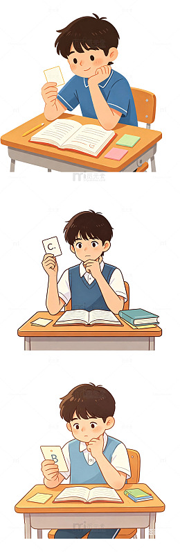 单词卡，背诵学习，早读人物，手绘课堂