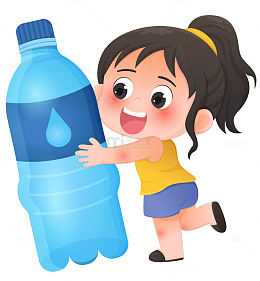 大瓶水女孩喝水夏季防中暑插画