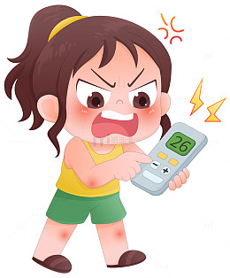夏天女孩空调遥控器高温防中暑儿童插画