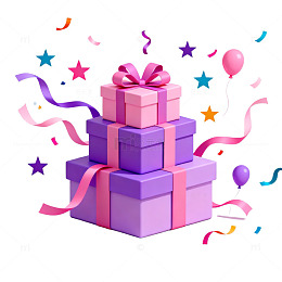 卡通风生日礼物盒派对设计素材