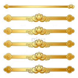 金色古典莲花装饰边框设计素材