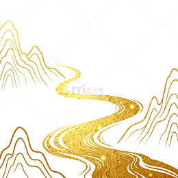 国风金色山水线条背景设计素材