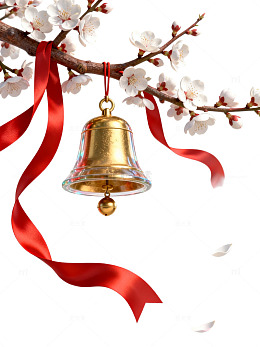 国风新年梅花金铃装饰设计素材