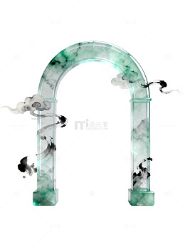 水墨风拱门云纹艺术设计素材