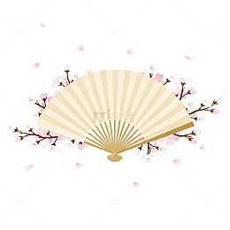 日式风格樱花折扇插画设计素材