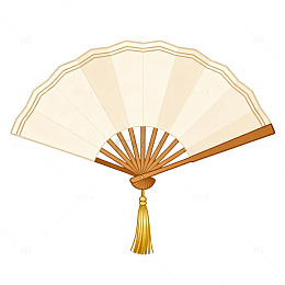 手绘风古典折扇装饰设计素材