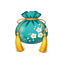 国风手绘福袋花卉装饰设计素材