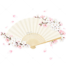 日式风樱花折扇插画设计素材