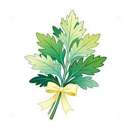 手绘风艾草植物插画设计素材