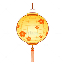 卡通风格灯笼花卉装饰设计素材