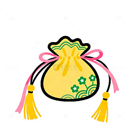 卡通风传统福袋手绘吉祥图案设计素材